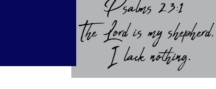 Psalms 23:1 The Lord is my shepherd, I lack nothing.