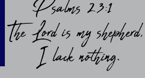 Psalms 23:1 The Lord is my shepherd, I lack nothing.